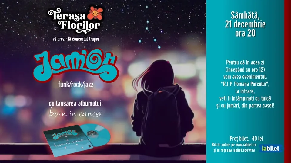 Concert cu lansarea albumului “Born in Cancer” al trupei JAM’OR, la Terasa Florilor!