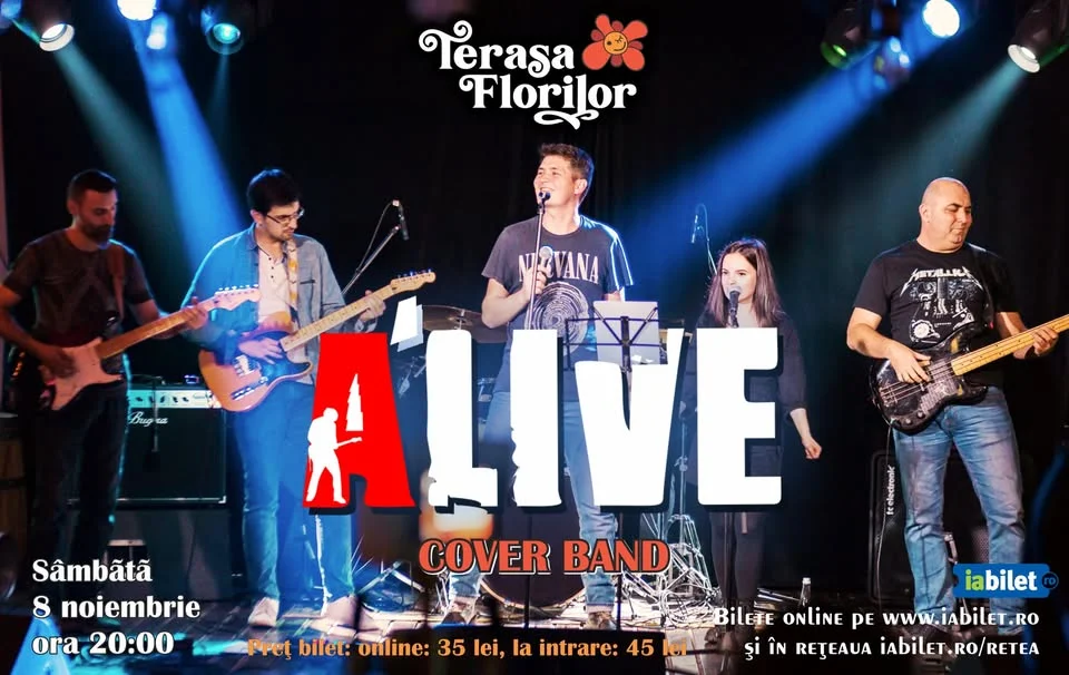 Concert de rock&blues cu A'LIVE - cover band, la Terasa Florilor!