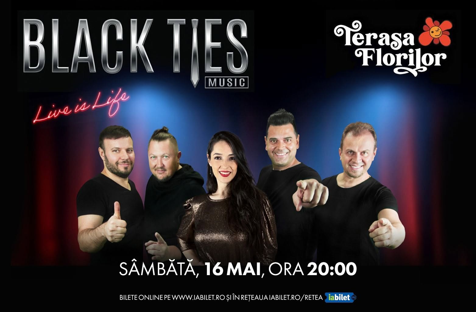 Concert BLACK TIES: "Live is life!", la Terasa Florilor