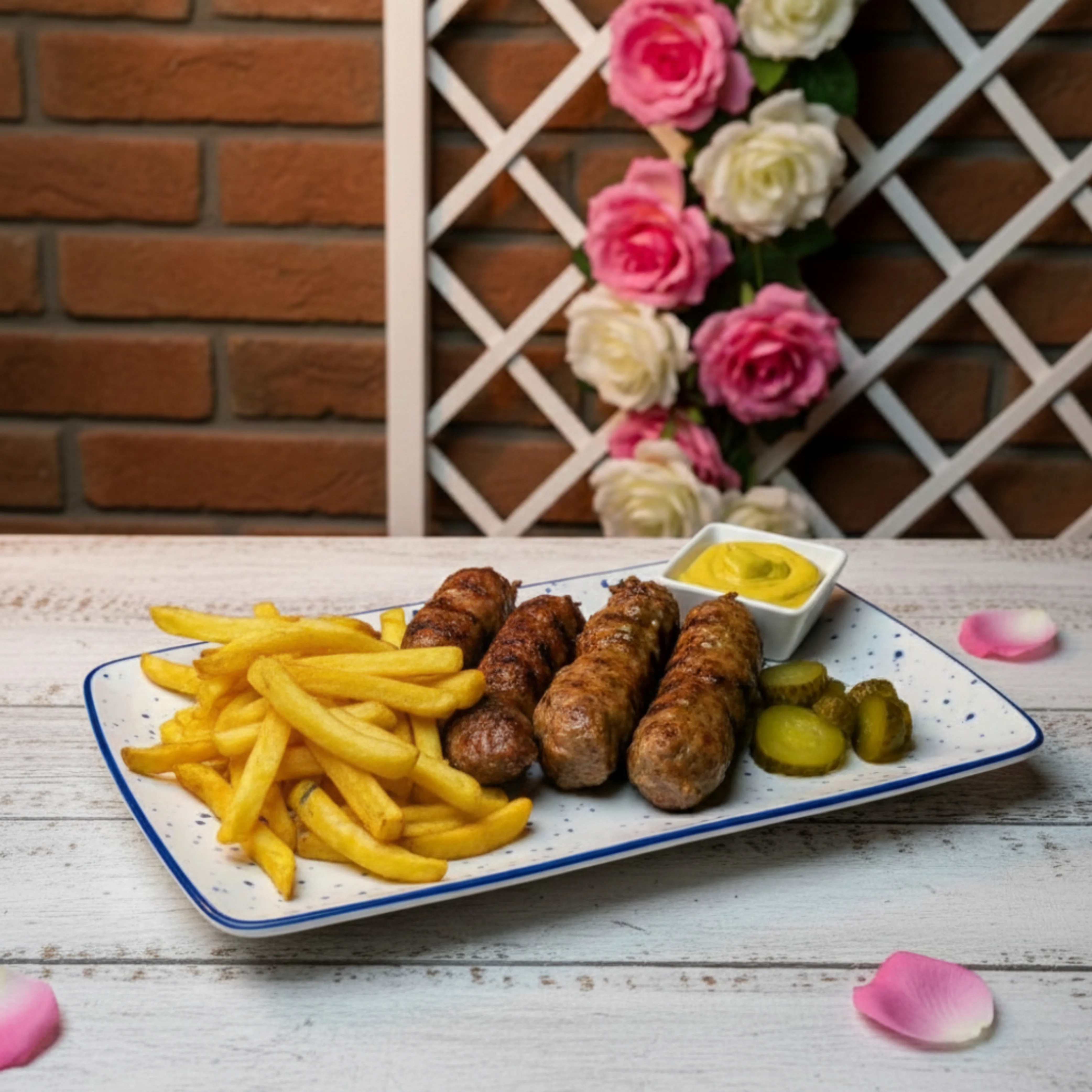 PLATOU 4 MICI CU CARTOFI PRAJITI, CASTRAVETI MURATI SI MUSTAR